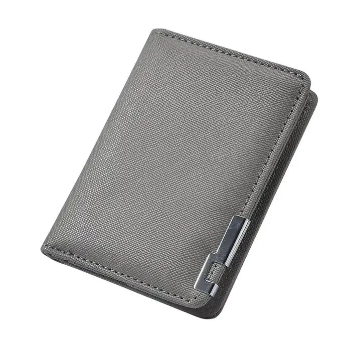 Portefeuille fin en similicuir noir avec plusieurs emplacements pour cartes, style professionnel pou