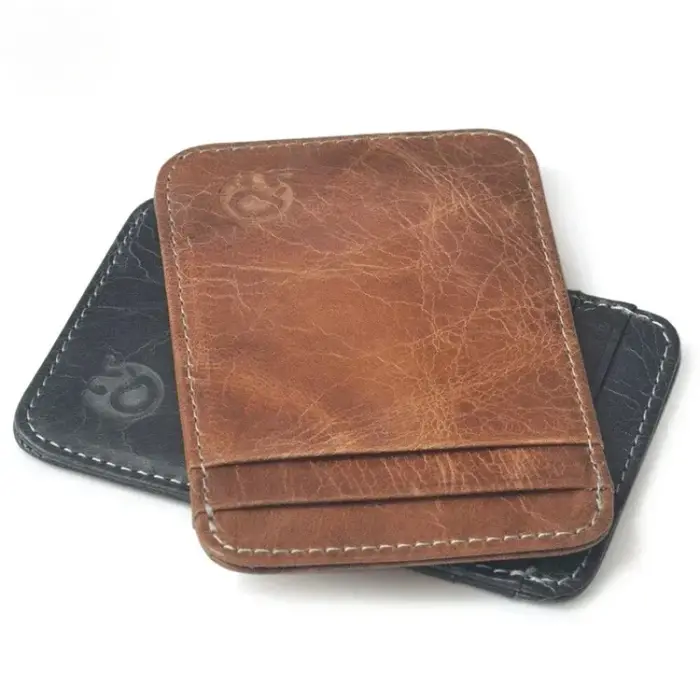Portefeuille souple Super mince en cuir véritable pour hommes et femmes