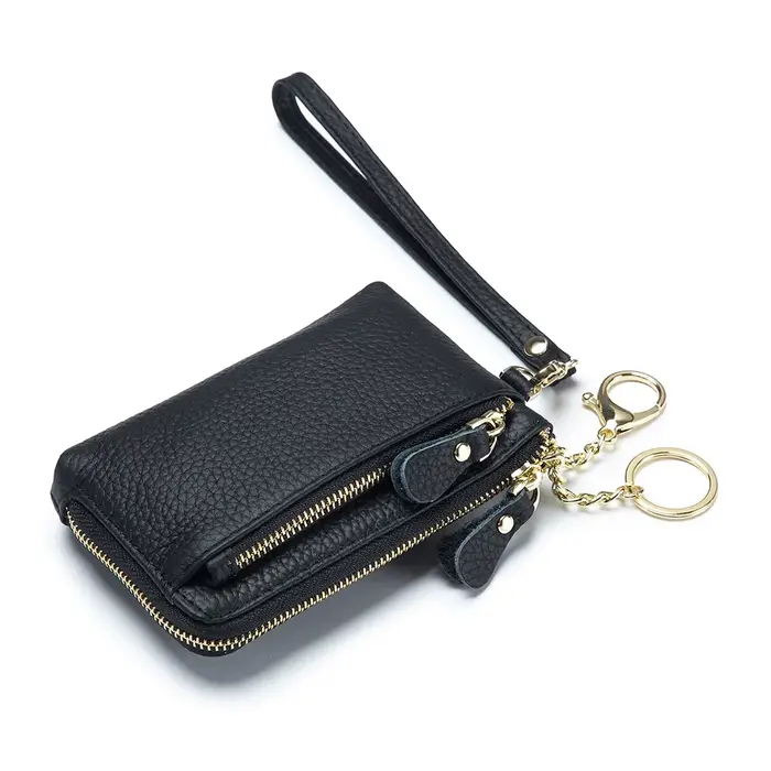 Portefeuille en cuir véritable pour femmes, porte-monnaie à fermeture éclair, multifonctionnel, gran