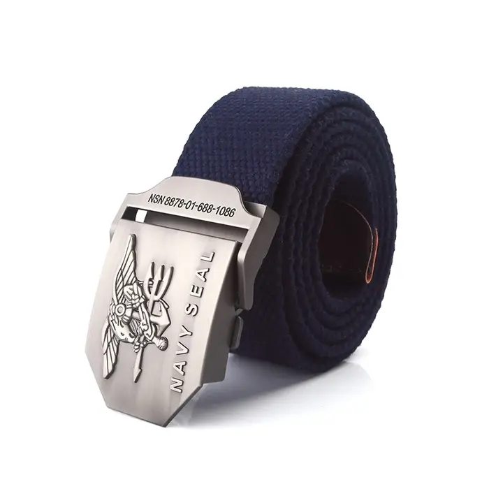 BOKADIAO Hommes et femmes Toile militaire ceinture vintage navy sceau métal boucle de luxe jeans ceinture armée ceintures tactiques pour hommes sangle mâle