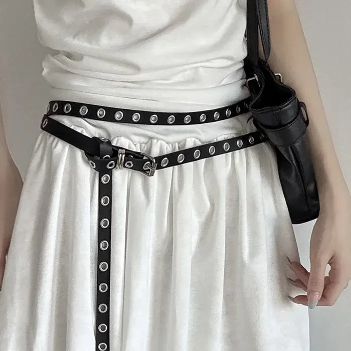 Ceinture de taille en cuir PU avec œillets à rivets