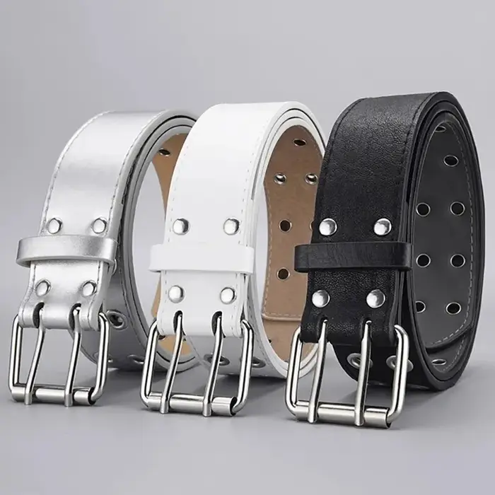 Ceinture tendance Simple à Double trou pour hommes et femmes