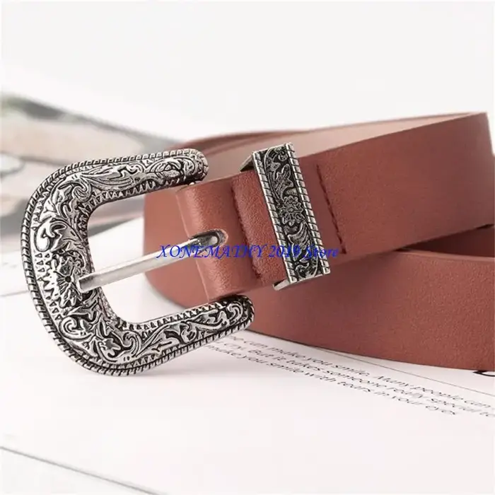 F42F Steampunk mode ceinture femmes ceinture Western Cowgirl boucle ardillon ceinture mince