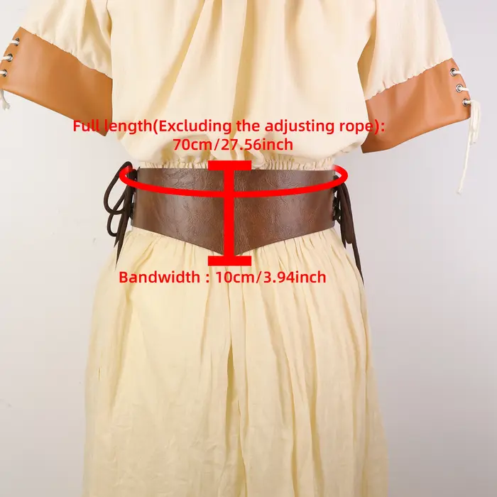 Ceinture en cuir PU marron rétro