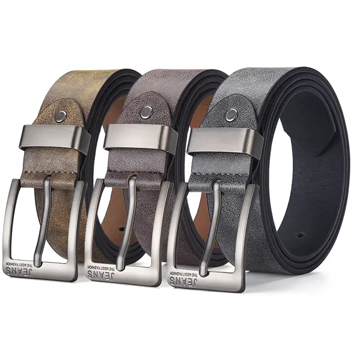 Ceinture en cuir PU pour hommes, de haute qualité, avec boucle ardillon en métal, pour loisirs et affaires, accessoire masculin à la mode, de styliste, nouvelle collection