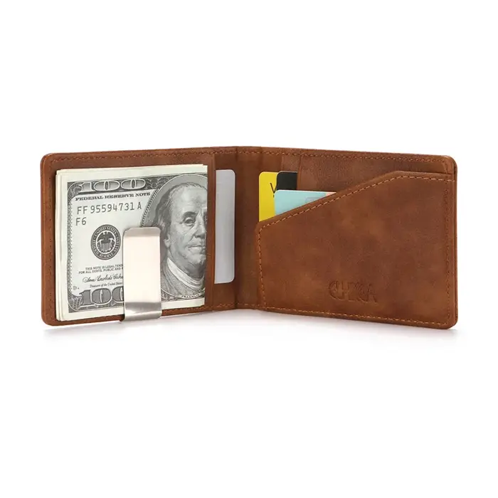 Nouvelle mode hommes en cuir pinces à billets portefeuille multifonctionnel mince homme porte-cartes femmes pince en métal pour argent porte-monnaie