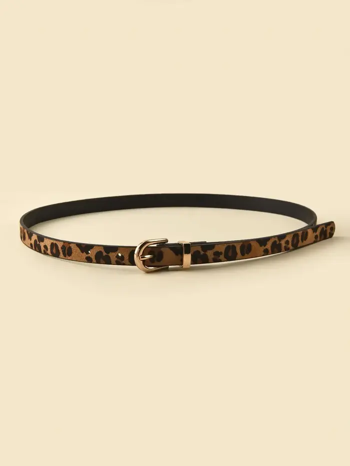 Boho Style PU ceinture imprimé léopard mince