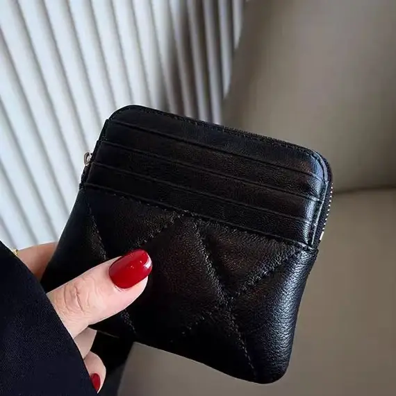 Peau de mouton luxe femme porte-monnaie en cuir véritable Plaid fermeture éclair dame carte portefeuille printemps été mode personnalisé porte-carte sac