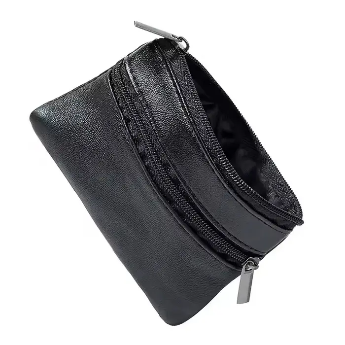 Porte-monnaie en cuir noir adapté aux hommes et aux femmes