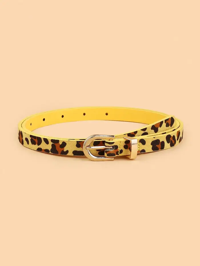 Boho Style PU ceinture imprimé léopard mince
