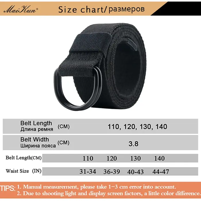 Maikun toile tactique hommes ceinture de haute qualité unisexe Double anneau en D boucle