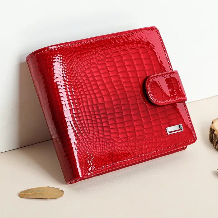 WESTAL portefeuille en cuir court mode grande capacité portefeuille en cuir verni multi-fonctionnel deux fois portefeuille pour femme