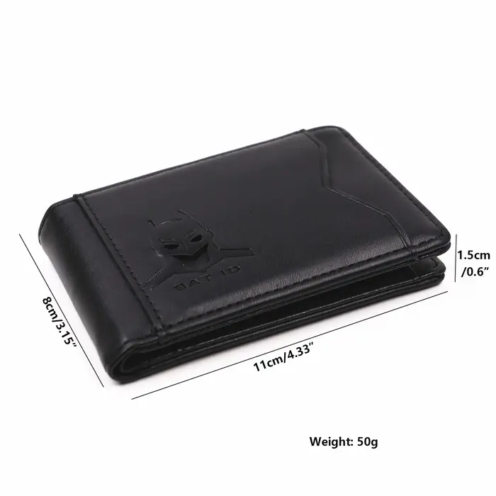 Portefeuille d'identification de chauve-souris en cuir pour hommes