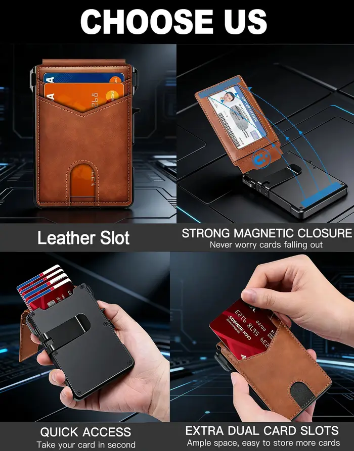 Portefeuille fin minimaliste pour homme avec blocage RFID