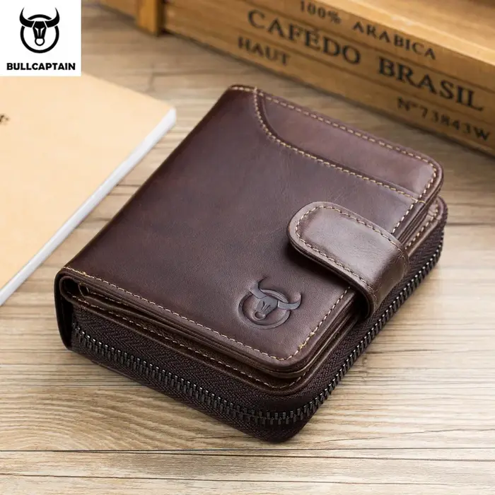 Portefeuille d'affaires en cuir véritable pour homme