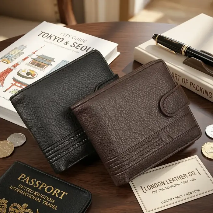 Portefeuille en cuir pour homme avec emplacements pour cartes de crédit/débit