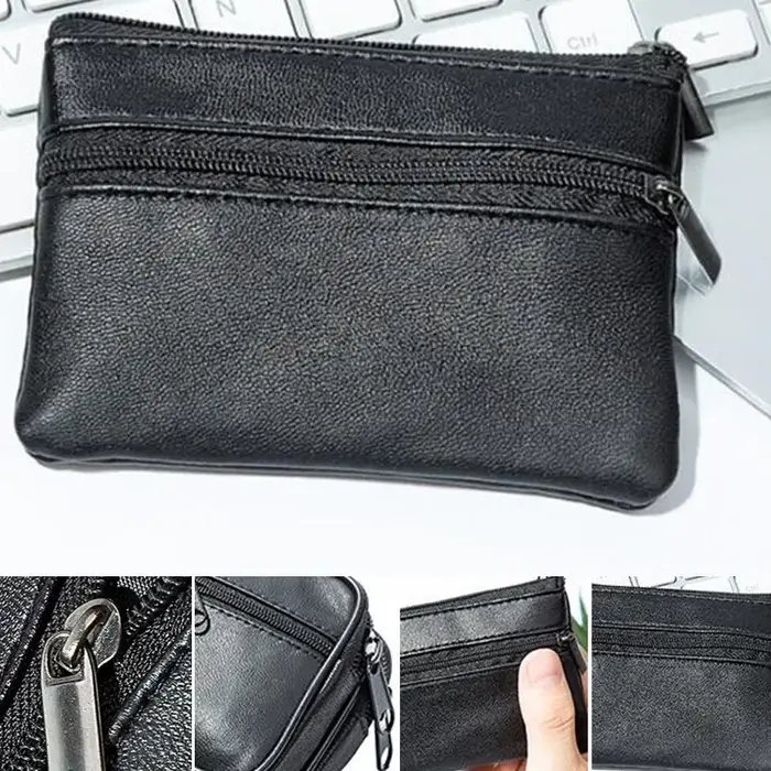 Porte-monnaie en cuir Pu noir pour hommes et femmes