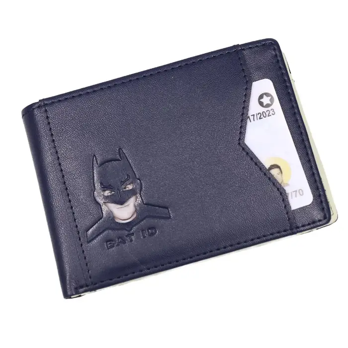 Portefeuille d'identification de chauve-souris en cuir pour hommes