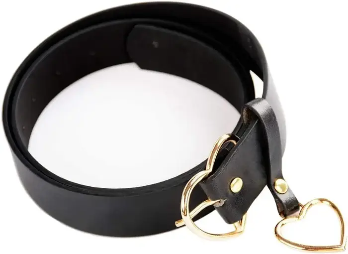 Ceinture à boucle en forme de cœur, ceinture réglable en cuir PU avec boucle en métal en forme de cœ