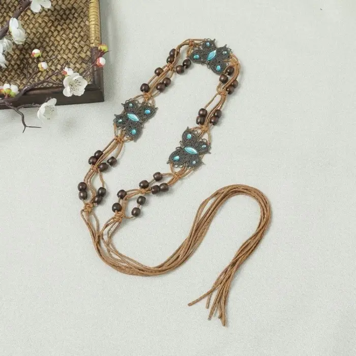 JOBoho-Ceinture tressée à pampilles tissées pour femmes, ceinture à nœud décoré, ceinture à la taille pour filles, ceintures en ULfine, accessoires vestisens