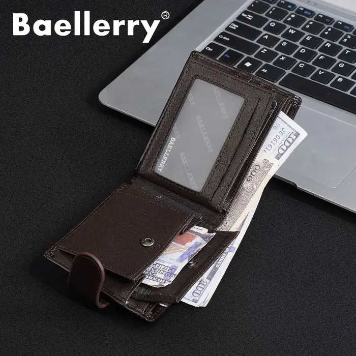 Portefeuille en cuir véritable pour homme Baellerry avec fermeture éclair
