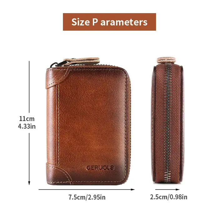 Porte-cartes multi-fentes en cuir véritable pour hommes