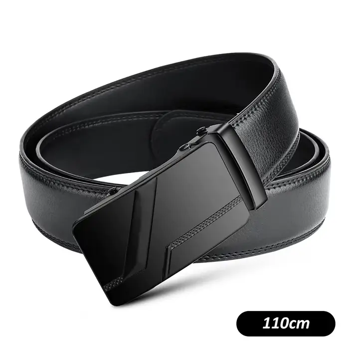 Ceinture de Luxe en Cuir PU pour Homme, Accessoire de Haute Qualité, de Couleur Noire, Trempée, 110c