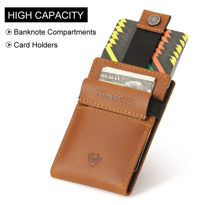 HUMERPAUL mince RFID porte-carte portefeuille pour hommes en cuir véritable Ultra-mince porte-monnaie Portable affaires ID sacs de billets de banque