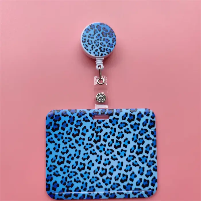Porte-cartes à boucle rétractable horizontale léopard, bobine de Badge d'affaires, porte-cartes pour