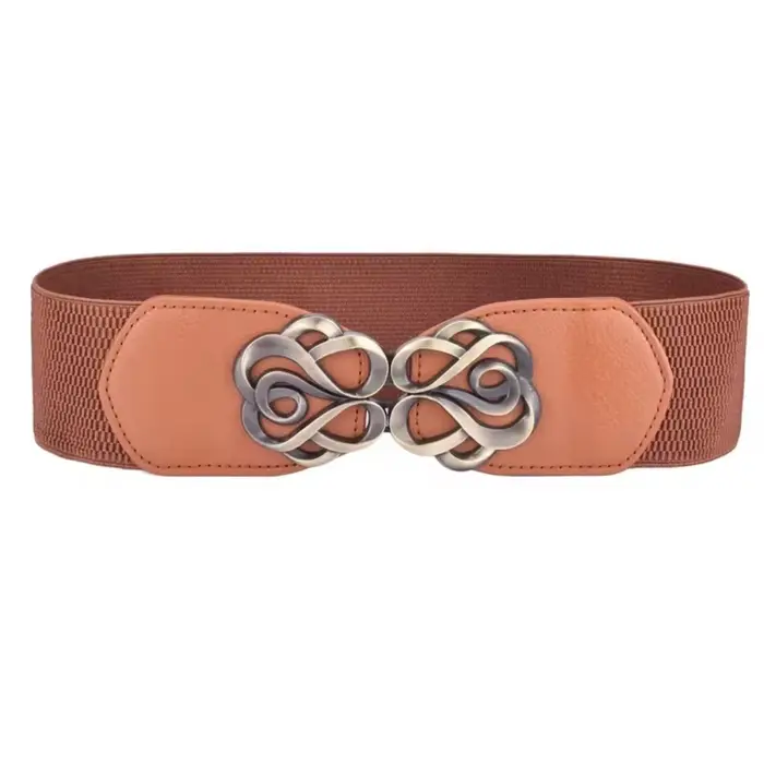 Ceinture en cuir de haute qualité pour femme, 60-80cm, pour robe, élastique, laiton, rétro, structur