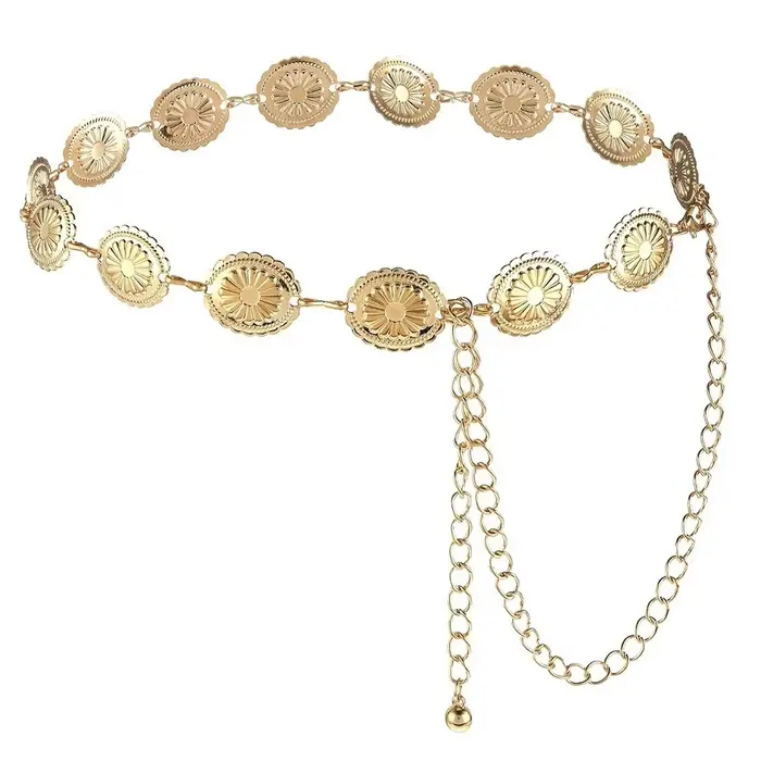 Chaîne de taille en métal doré et argenté, ceinture réglable, ceinture bohème