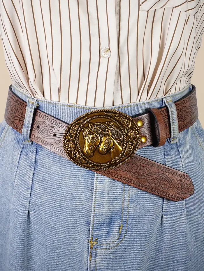 Ceinture rétro en denim occidental