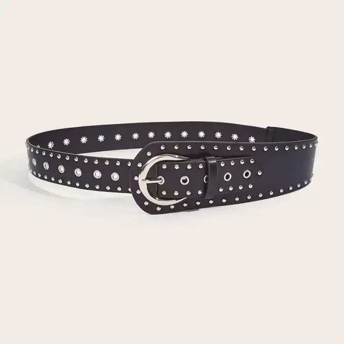 Ceinture noire et marron cloutée de rivets pour femme