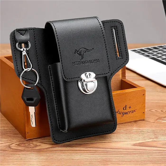 Sac de ceinture de téléphone en cuir Pu multifonctionnel