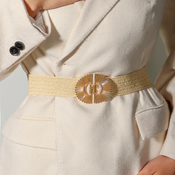 Ceinture femme premium sense noir élastique taille joint alliage individuel contre-boucle
