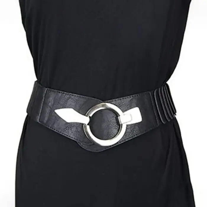 Ceinture élastique large en forme de V pour femmes, polyvalente, amincissante, pour robe, Faux cuir, boucle en alliage