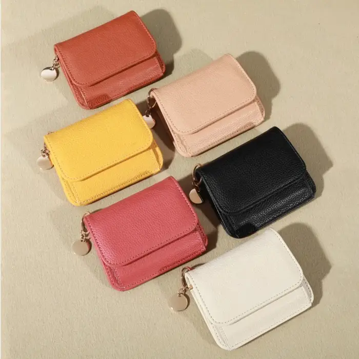 Portefeuille court pliable pour femmes, portefeuille en cuir Pu de qualité, porte-monnaie court Simple, porte-cartes de couleur unie, mignon, pour femmes