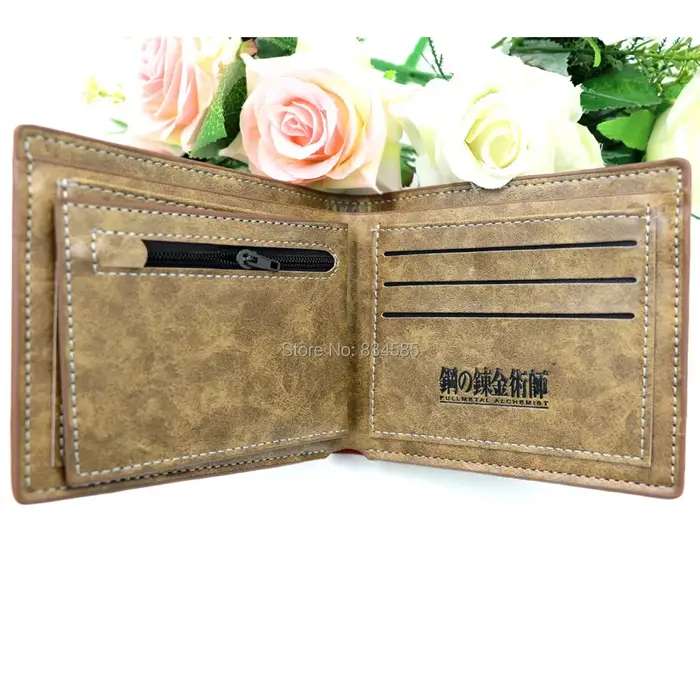 Anime Comics Fullmetal Alchemist Portefeuille en cuir PU Porte-cartes pour hommes et femmes