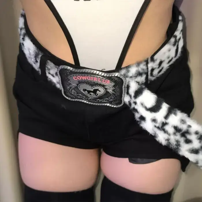 Ceinture en fourrure de cow-girl léopard pour hommes et femmes