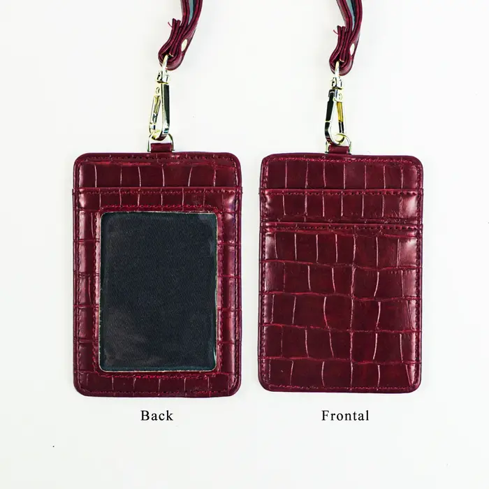 Porte-carte avec lanière en cuir PU de crocodile avec nom personnalisé