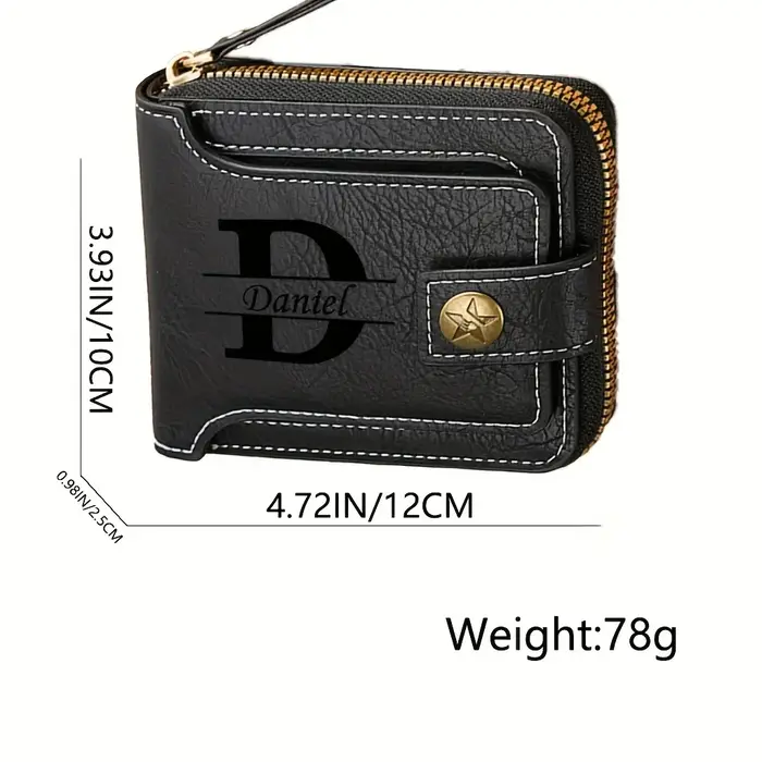 Portefeuille en cuir PU avec nom personnalisé personnalisable pour hommes – Cadeau idéal pour les garçons d'honneur