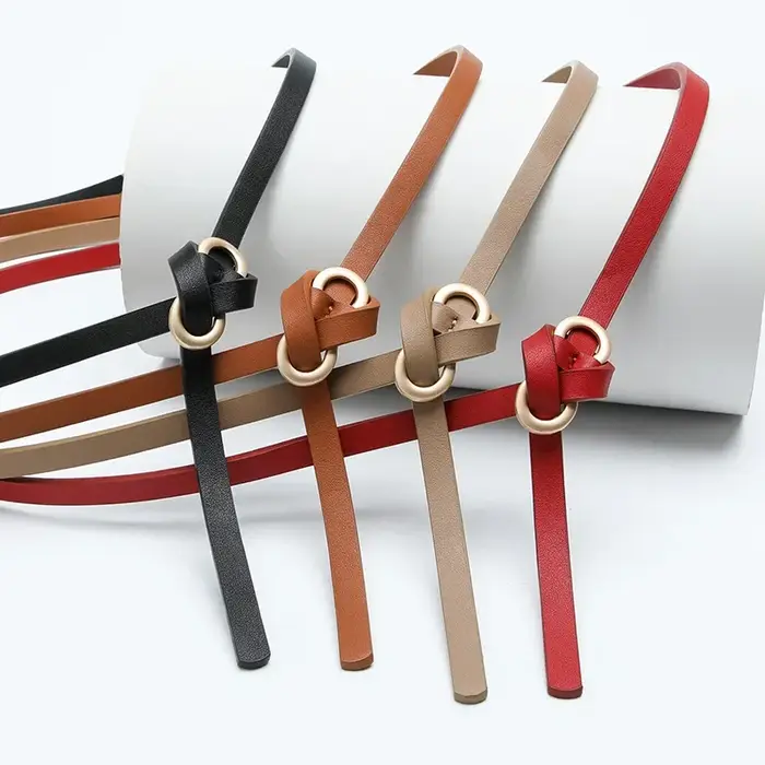 Ceinture nouée en cuir PU vintage pour femme