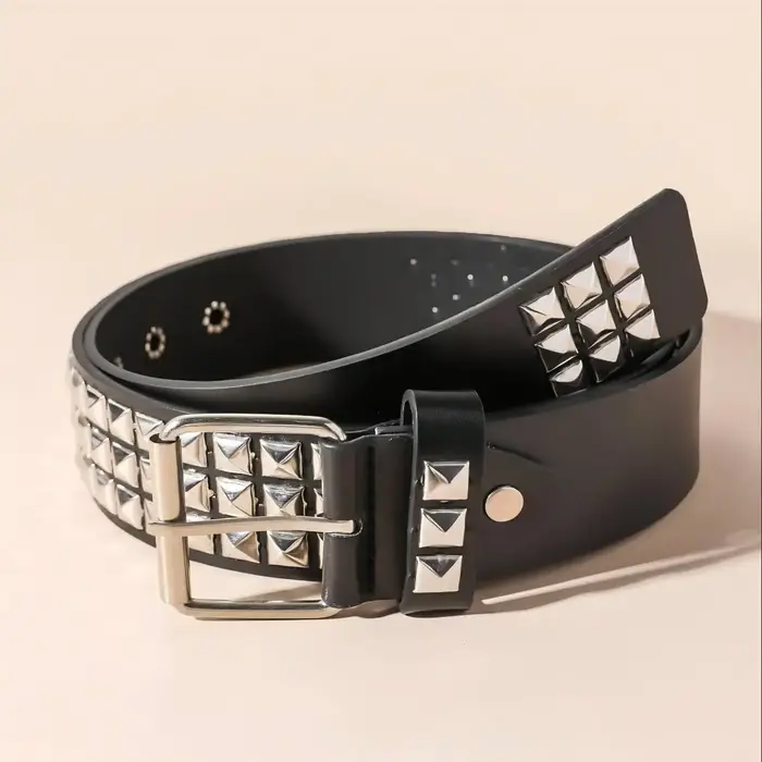 Nouvelle ceinture de style vintage avec perles carrées et rivets