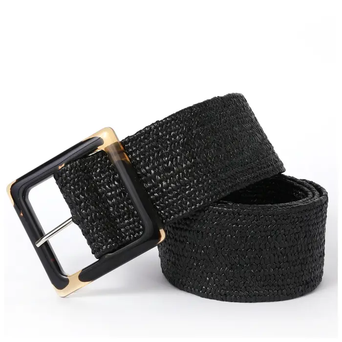 Fantaisie tissé style bohème boucle carrée large femmes ceinture vintage dames