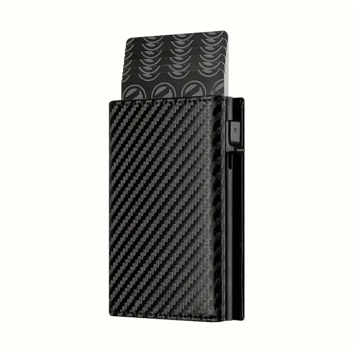 Portefeuille pour hommes avec fermeture éclair, porte-monnaie automatique Pop-up en métal, porte-car