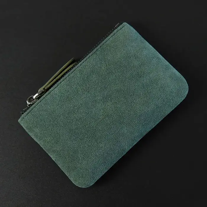 Mini Portefeuille en Cuir Simple et Portable Petit Porte-Monnaie à Fermeture Éclair Rétro pour Hommes et Femmes Porte-Cartes de Crédit Fin