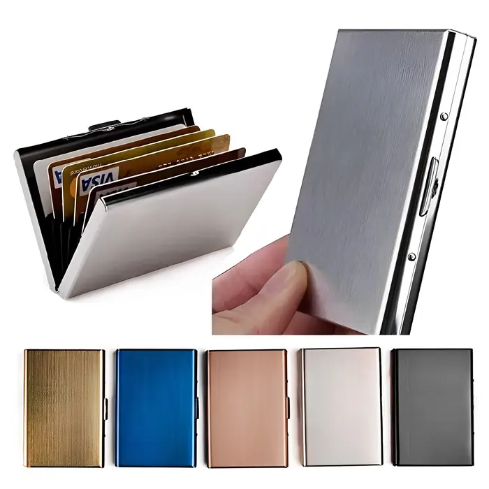 Antivol ANTI Rfid blocage ID banque porte-carte de crédit portefeuilles hommes mince boîte en aluminium métal Mini