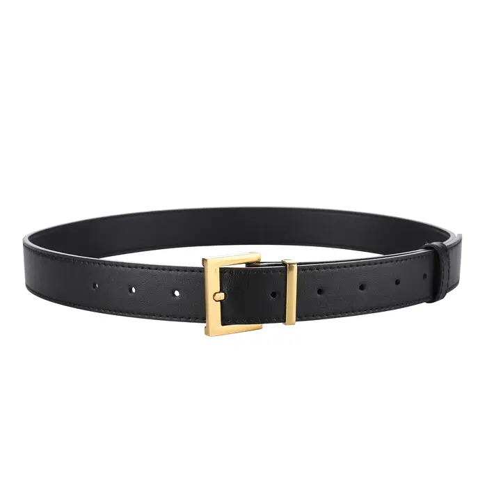 Nouvelle ceinture de luxe en cuir véritable double pour femme, avec boucle carrée en alliage, idéale