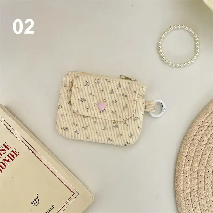 Porte-monnaie en velours côtelé, portefeuille pour femme, porte-cartes à fermeture éclair, pochette