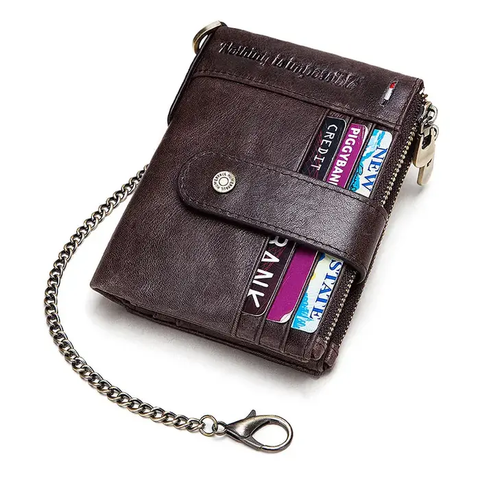 Portefeuille décontracté en cuir véritable pour homme